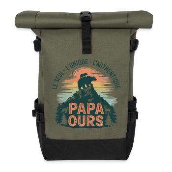 The unique Papa Bear - Roll Top Backpack - olive/black - Front