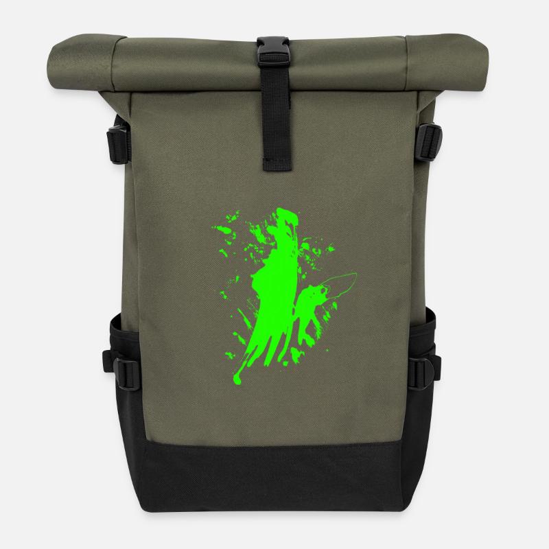 tache de couleur - Sac à dos roll top - olive/noir