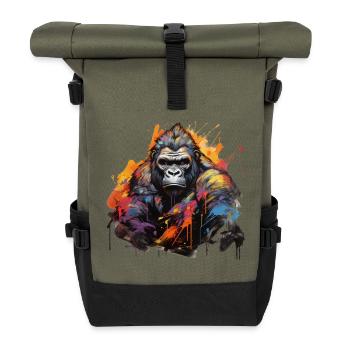 Stoic Gorilla. Graffiti-style wisdom. - Roll Top Backpack - olive/black - Front