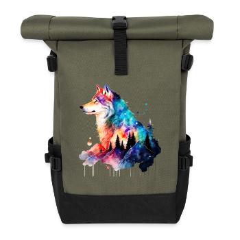 Loup - Sac à dos roll top - olive/noir - Devant