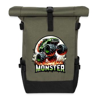 Monster Truck Fire Car Car Truck - raffstaff ® - Roll Top Backpack - olive/black - Front