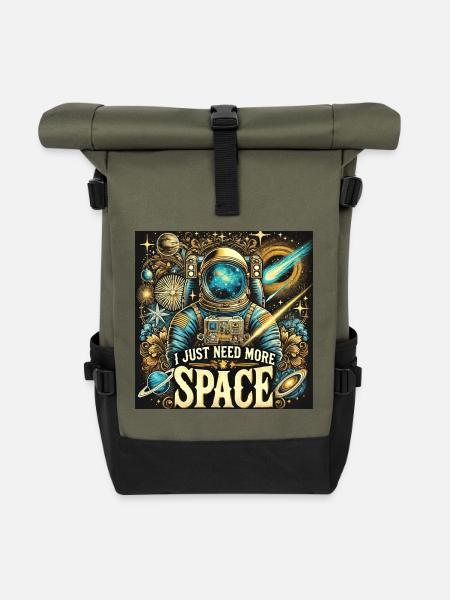 MORE SPACE - Rolltop Rucksack - Olive/Schwarz