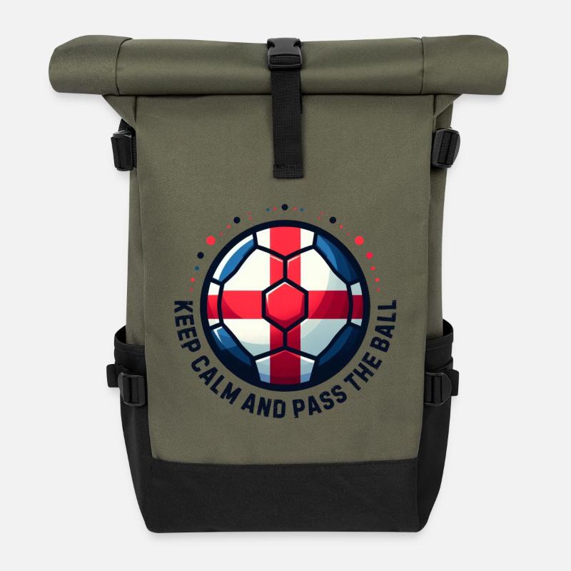 English football. Keep calm and pass the ball - Roll Top Backpack - olive/black