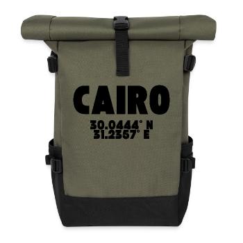 Le Caire - Design avec coordonnées - Sac à dos roll top - olive/noir - Devant