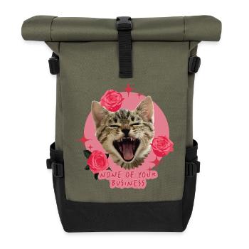 Cutesy Cat Statement T-Shirt - Roll Top Backpack - olive/black - Front