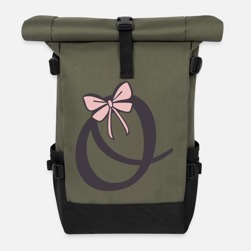 Lettre initiale O Ruban - Sac à dos roll top - olive/noir