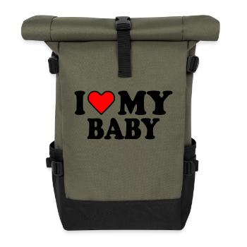 I love my baby - Rolltop Rucksack - Olive/Schwarz - Vorne