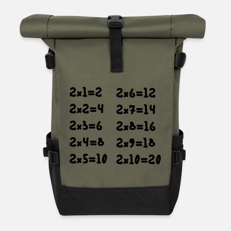 Zwei Multiplikationstabellen - Rolltop Rucksack - Olive/Schwarz