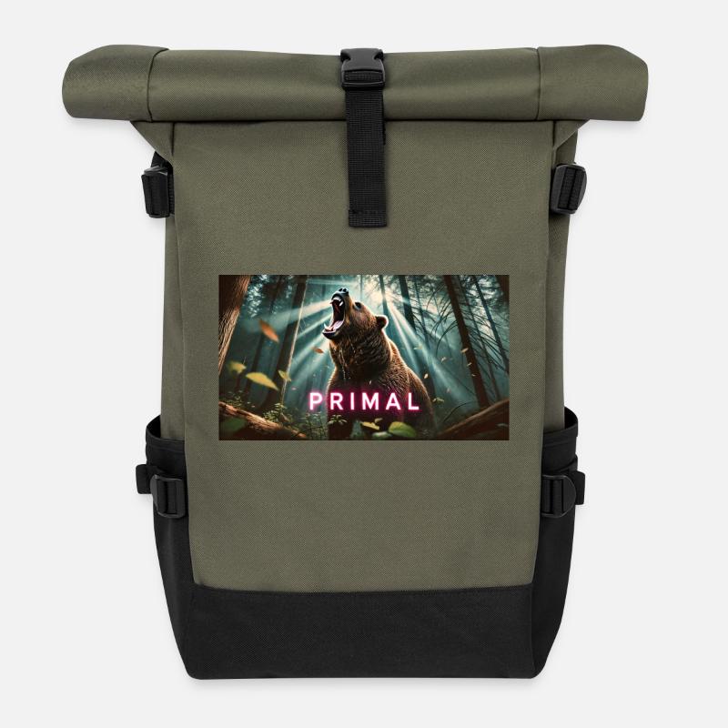 PRIMAL BEAR - Roll Top Backpack - olive/black
