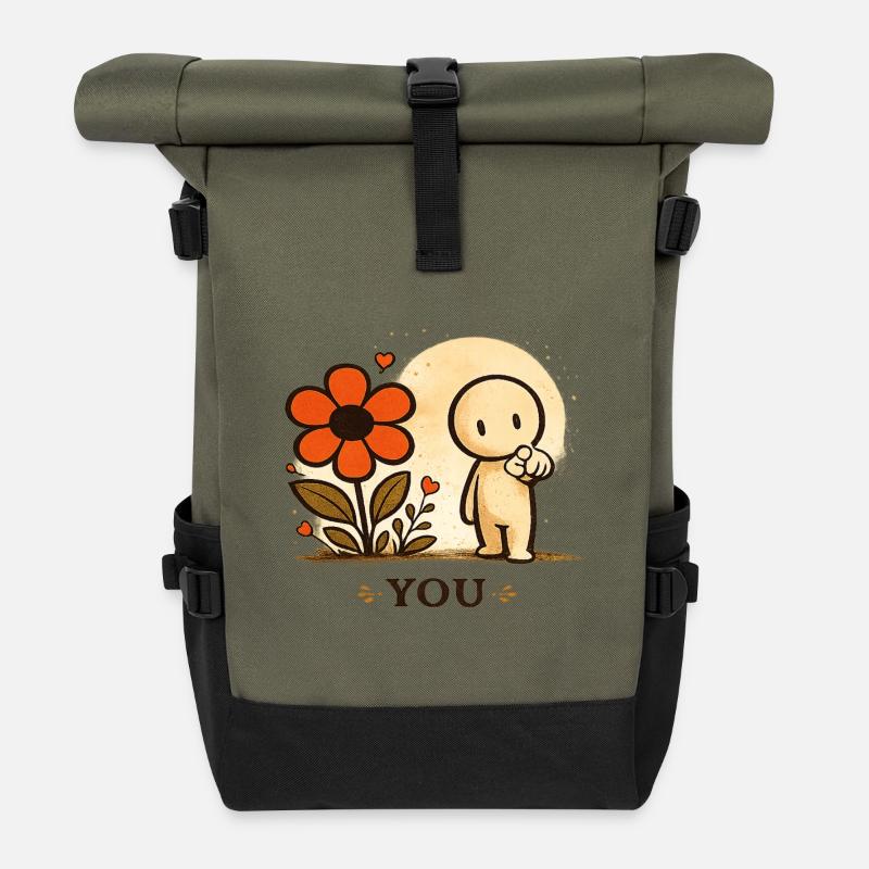 The Little Thought | YOU - Roll Top Backpack - olive/black
