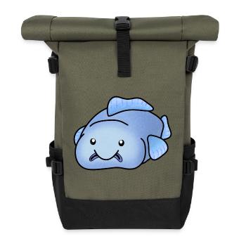 Blauer Blobfisch - Rolltop Rucksack - Olive/Schwarz - Vorne