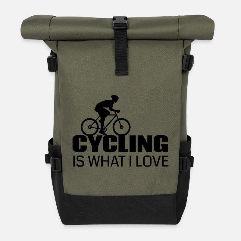 Fahrradfahren ist was ich liebe - Rolltop Rucksack - Olive/Schwarz