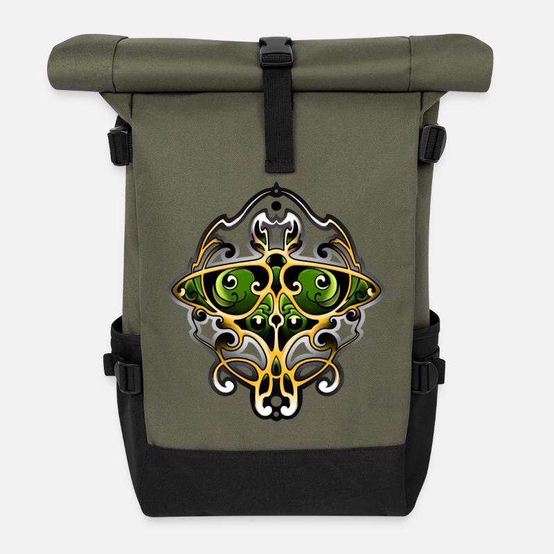 Actias Luna Jugendstil - Rolltop Rucksack - Olive/Schwarz