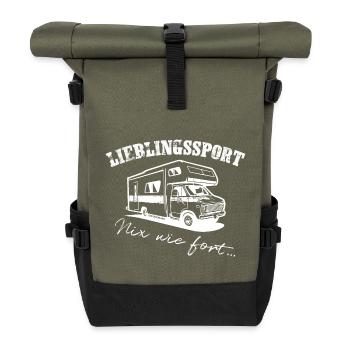 Favorite sport – Let's go on... Camper - Roll Top Backpack - olive/black - Front
