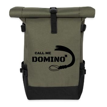 Call me Domino Peitsche Sex Geschenk Domina - Rolltop Rucksack - Olive/Schwarz - Vorne