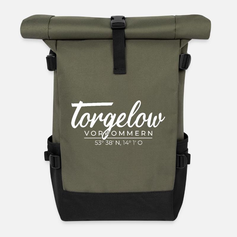 Torgelow Vorpommern Coordinates - Roll Top Backpack - olive/black