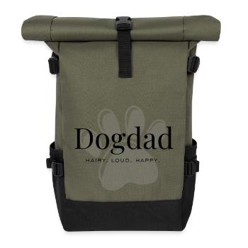 Hundepapa – Haarig. Laut. Glücklich. - Rolltop Rucksack - Olive/Schwarz - Vorne