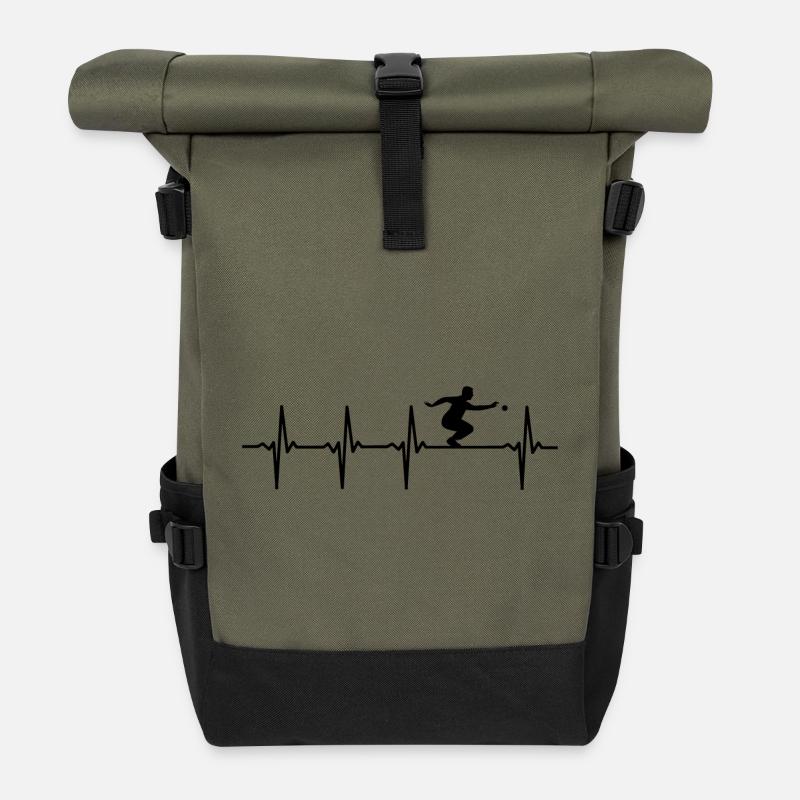 Petanque Boule Heartbeat Boccia Players - Roll Top Backpack - olive/black