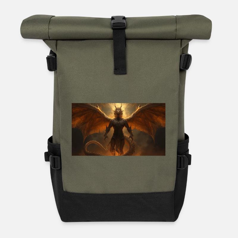 Der Drachenmensch - Rolltop Rucksack - Olive/Schwarz