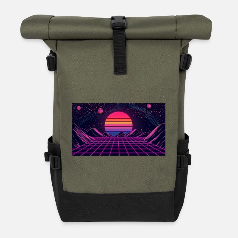 lune - Sac à dos roll top - olive/noir