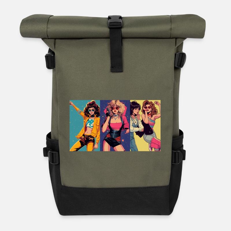 Coole Frau - Rolltop Rucksack - Olive/Schwarz