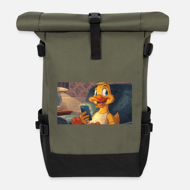 Baisse-toi sur le smartphone - Sac à dos roll top - olive/noir