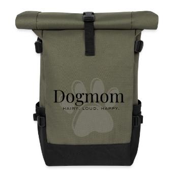 Hundemama – Haarig. Laut. Glücklich. - Rolltop Rucksack - Olive/Schwarz - Vorne