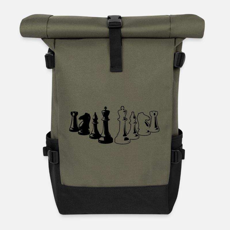 Schachspieler Geschenkideen Schach - Rolltop Rucksack - Olive/Schwarz
