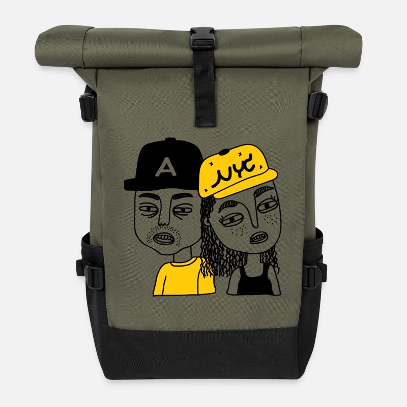 Junge und Mädchen - Rolltop Rucksack - Olive/Schwarz