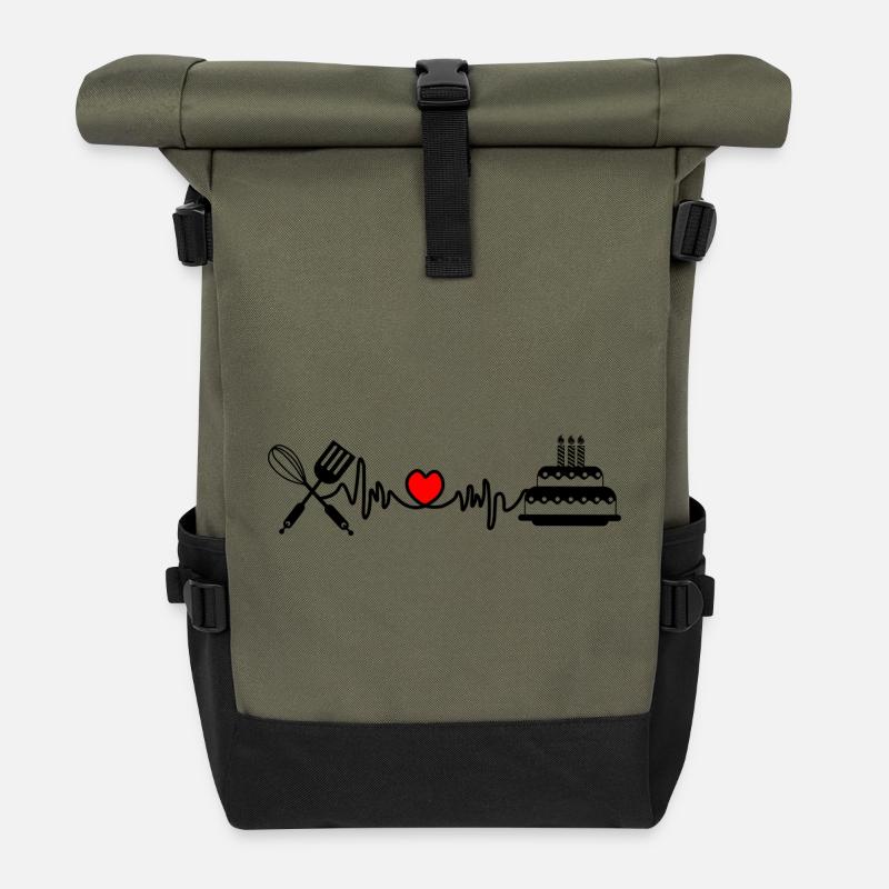 Cardio Herzfrequenz Küche 3 - Rolltop Rucksack - Olive/Schwarz