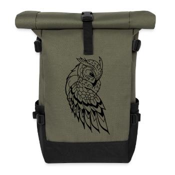 Owl Ethno - Roll Top Backpack - olive/black - Front