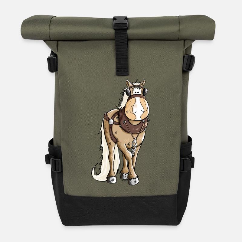 Gigantischer Kaltblüter - Kaltblut - Rolltop Rucksack - Olive/Schwarz