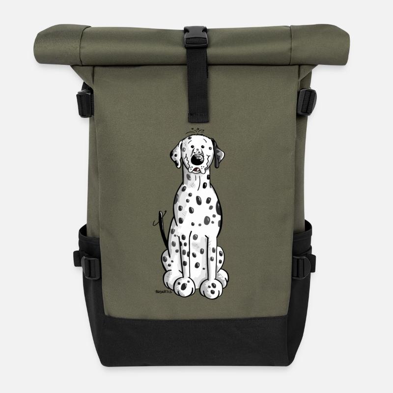Drolliger Dalmatiner - Rolltop Rucksack - Olive/Schwarz