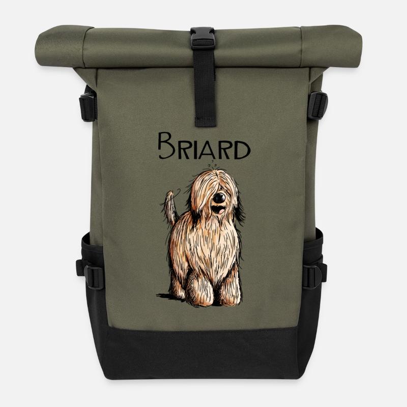 Lustiger Briard - Hund - Beger de Brie - Geschenk - Rolltop Rucksack - Olive/Schwarz