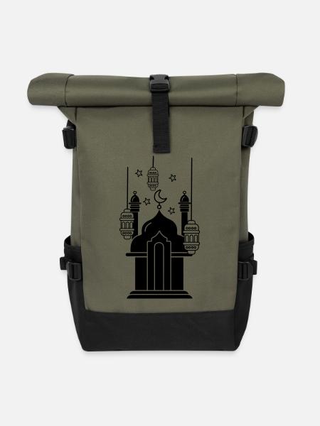 Moschee Lichter und Sterne - Rolltop Rucksack - Olive/Schwarz