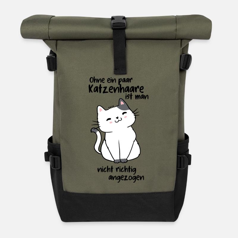 Ohne Katzenhaare - Rolltop Rucksack - Olive/Schwarz