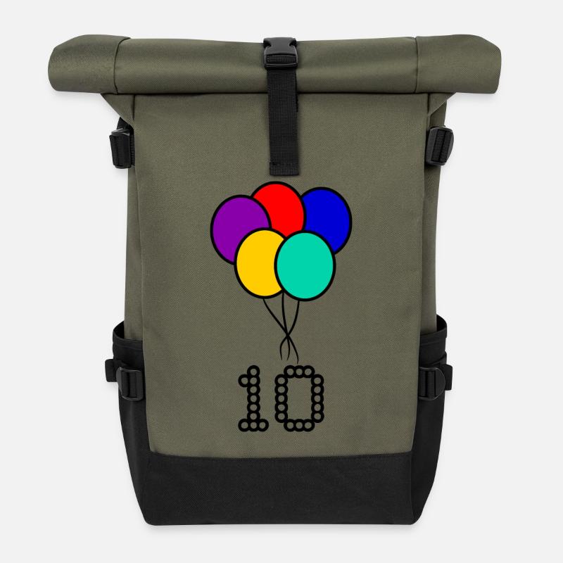 10. 10 YEARS. 10th ANNIVERSARY. 10 YEAR ANNIVERSARY. - Roll Top Backpack - olive/black