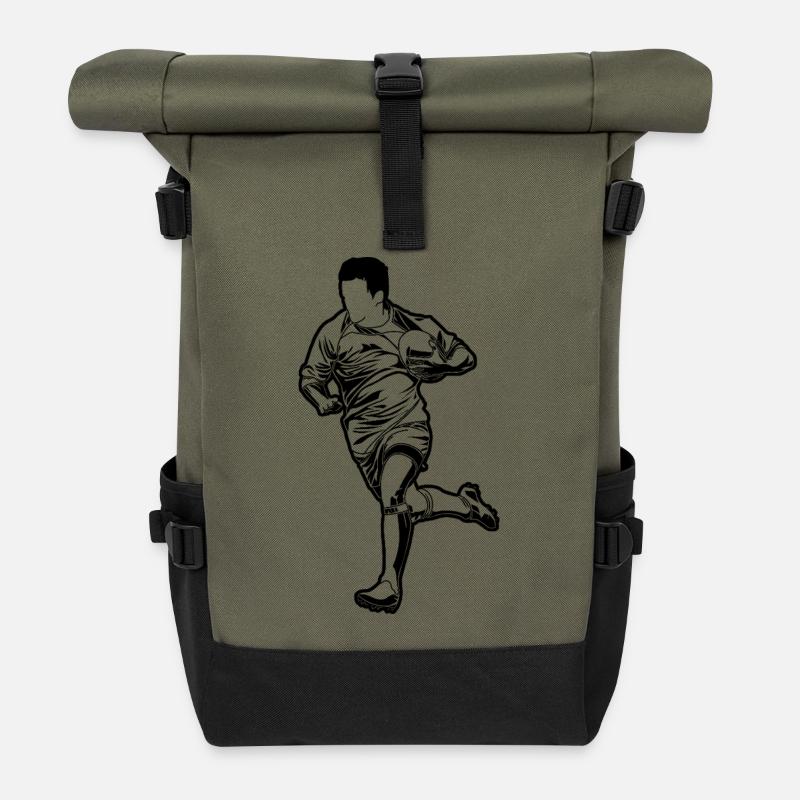 Rugby Junge Skizze - Rolltop Rucksack - Olive/Schwarz