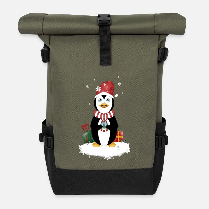 pingouin_noel_2025 - Rolltop Rucksack - Olive/Schwarz