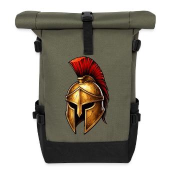 Spartanischer Ritterhelm - Rolltop Rucksack - Olive/Schwarz - Vorne