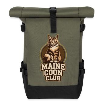 Maine Coon Club Logo Katzenliebhaber Design - Rolltop Rucksack - Olive/Schwarz - Vorne