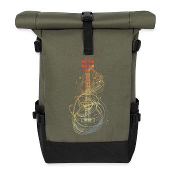 Ukulele Skizze Retro Style - Rolltop Rucksack - Olive/Schwarz - Vorne