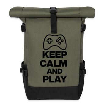 KEEP CALM AND PLAY! NERDLIFE GAMING ONLINE - Roll Top Backpack - olive/black - Front
