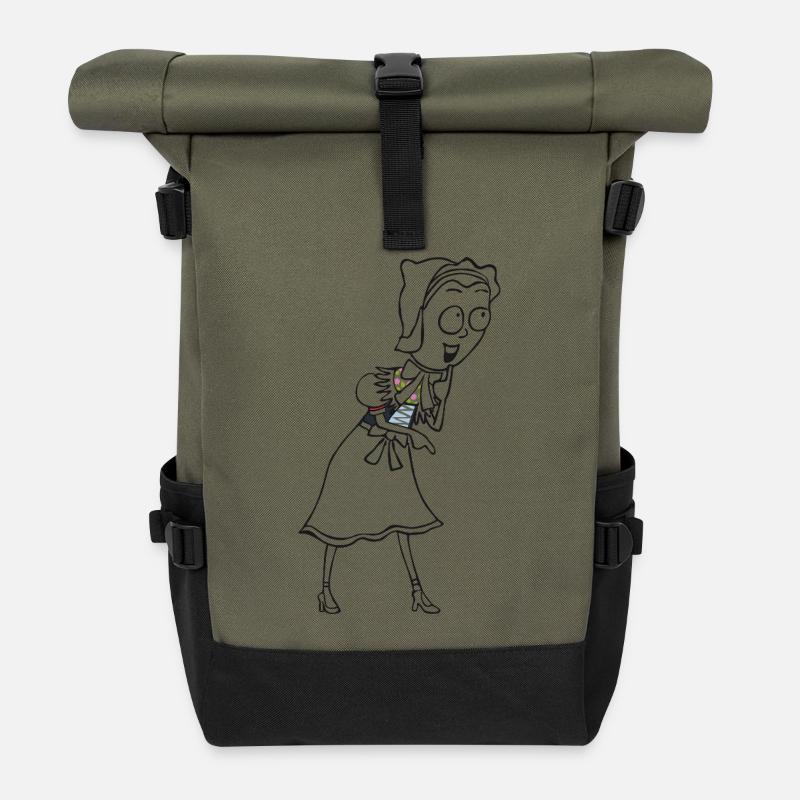 SERBSKA JANKA - contour - - Roll Top Backpack - olive/black