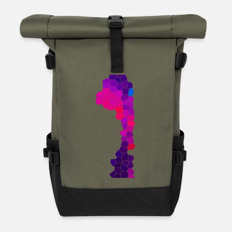 Cyber Purple Flow - Rolltop Rucksack - Olive/Schwarz