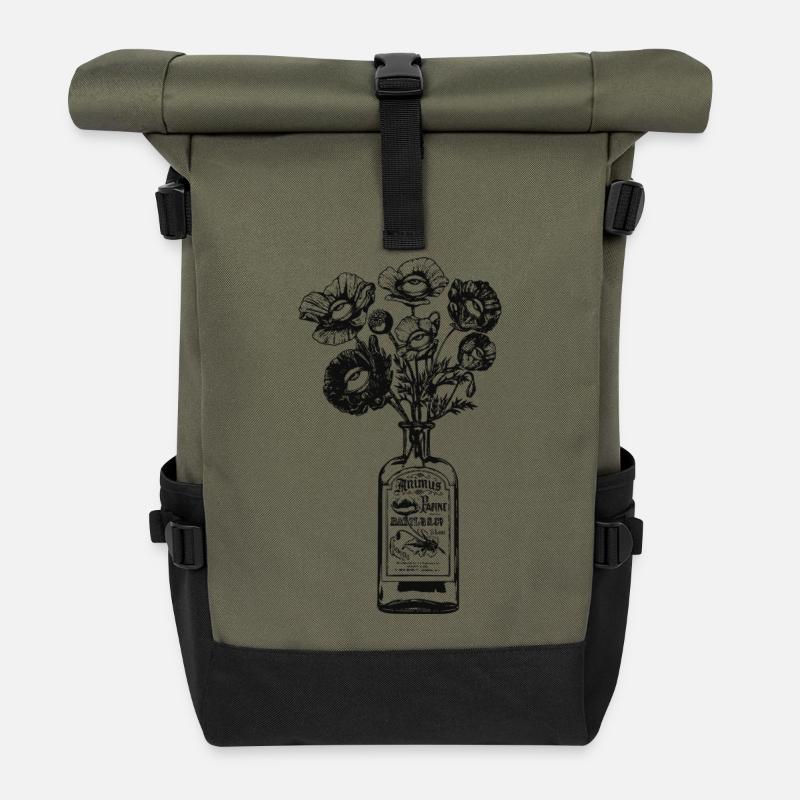 Funny Rolling Eyes, Mood, Teens - Roll Top Backpack - olive/black
