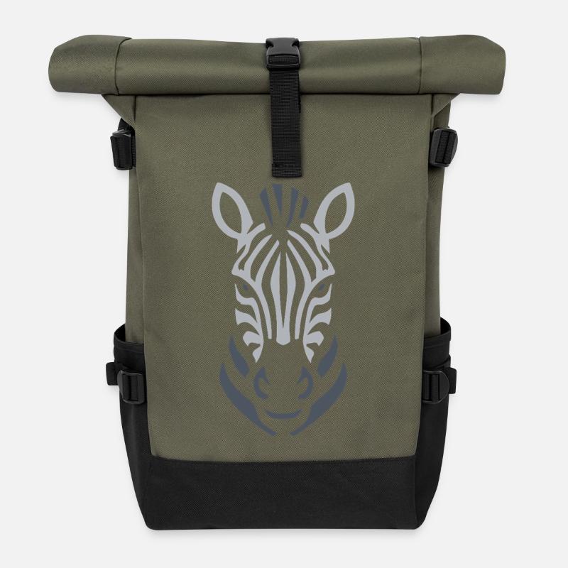 Art de silhouette zèbre - Sac à dos roll top - olive/noir
