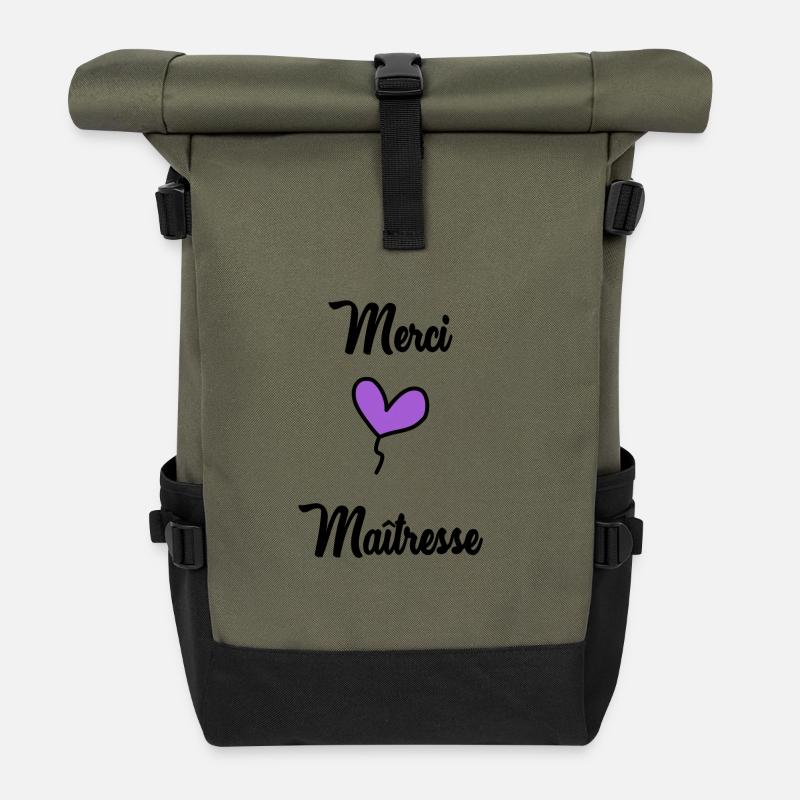 MAÎTRESSE. MERCI. MERCI MAÎTRESSE - Sac à dos roll top - olive/noir