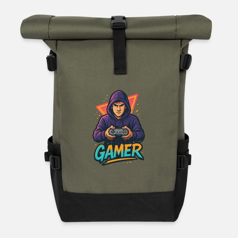 Zone de Jeu - Sac à dos roll top - olive/noir