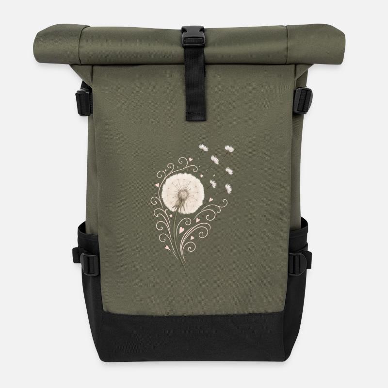 Magische Pusteblume – romantisch & stylisch - Rolltop Rucksack - Olive/Schwarz